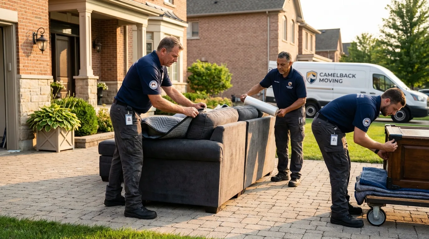Large estate moving crew wrapping furniture in Petersburg, IN