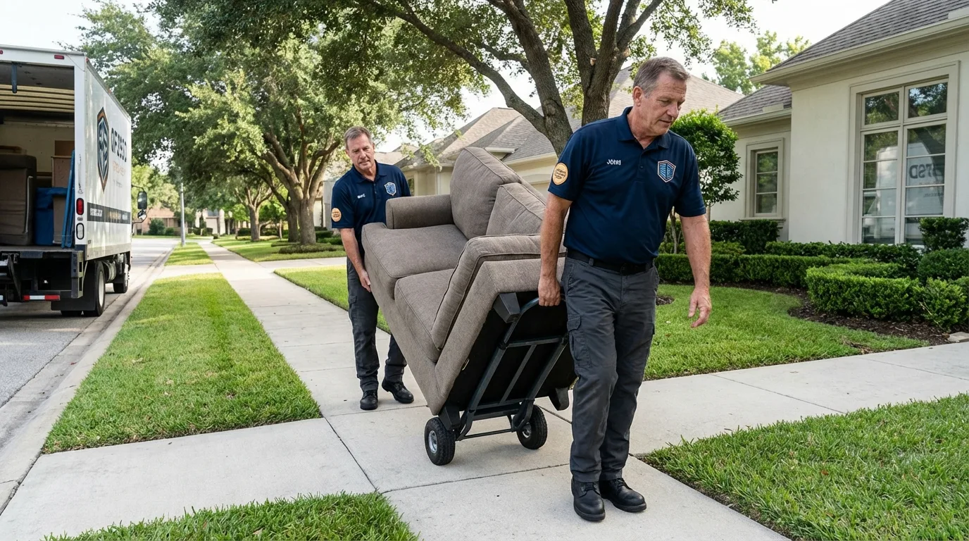 Local residential moving crew loading furniture in Petersburg, IN